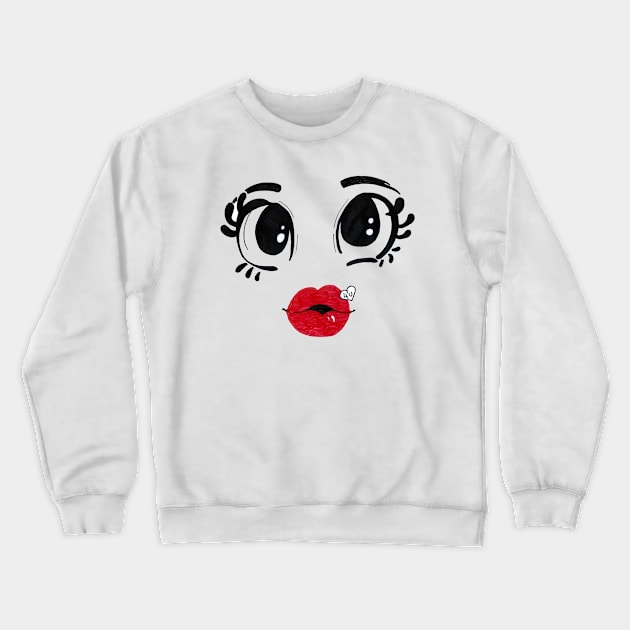 Cute Big Eyes Crewneck Sweatshirt by BalumbaArt